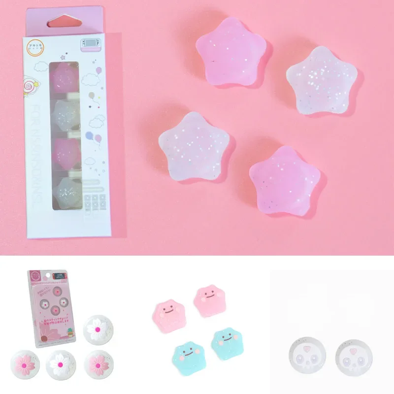 Stars Ghost Transparent Glitter Joystick Silicone Thumb Stick Grip Cap For Nintendo Switch Oled NS Lite Joy-con Bling Soft Cover — zdjęcie 2