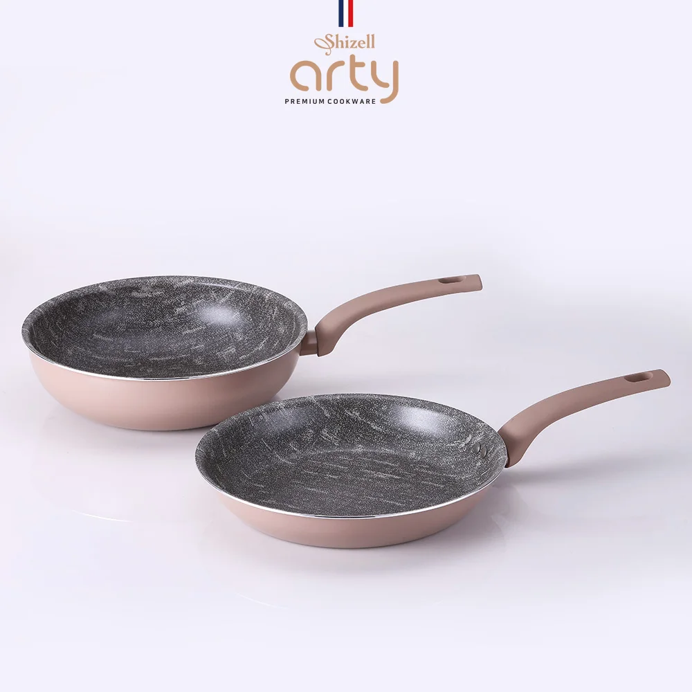 Shizell Arty Patterned IH Frying Pan Set Induction Frying Pan, Skillet, Wok Chinese Cooking Kitchenware