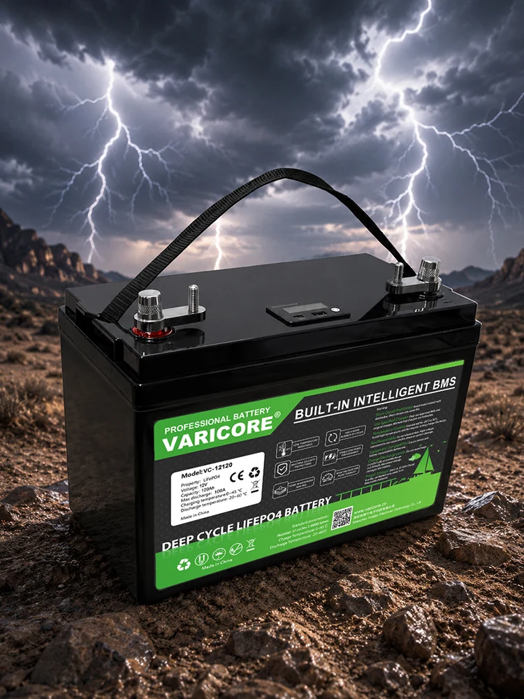 VariCore 12V 120Ah LiFePO4 Batterie mit integriertem BMS, USB 3.0 Type-C, Deep Cycle für Wohnmobil, Camping, Solar, Golfwagen, Marine, Off-Grid, lange Lebensdauer, wartungsfrei