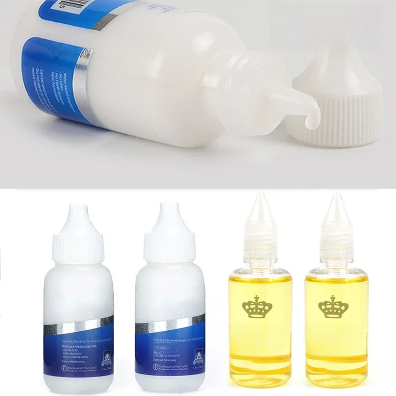 Nouveaux ensembles de colle blanche et dissolvant pour cheveux, colle de liaison Invisible pour remplacement de postiche en dentelle, colle adhésive à forte tenue pour dentelle
