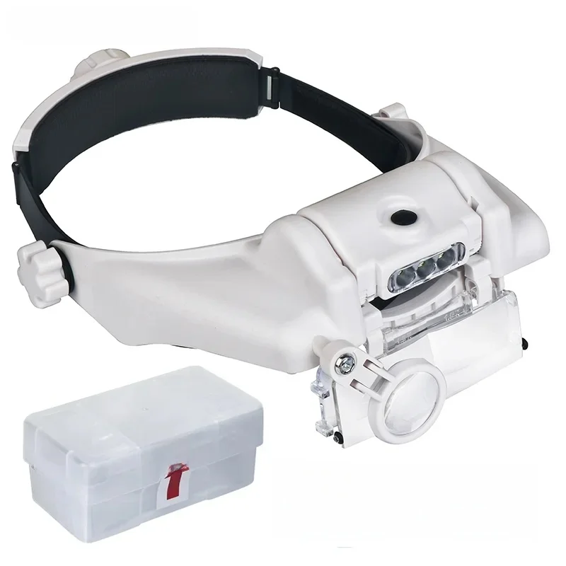LED Headband Magnifier Professional Magnifying Glasses Hands Free Loupe Watch Electronic Repair Magnifying Glass Jewelers Loupe