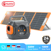 Flashfish 320W Power Station 292Wh Solar Power Set With 100W Solar Panel 18V Solar Charger Power Supply for Outdoor Camping