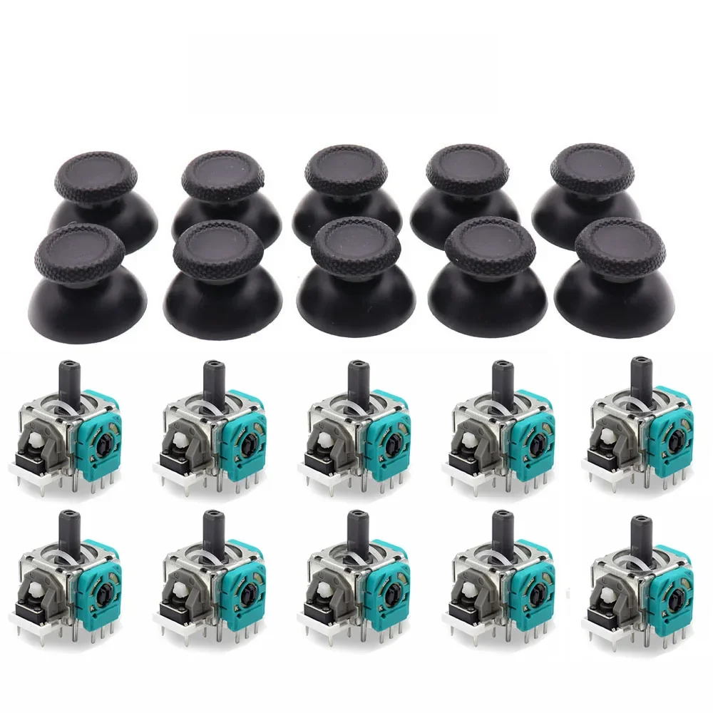 10 ensembles pour PlayStation 5 PS5 contrôleur 3D analogique Joystick capteur Module potentiomètre manette champignon capuchon poignée pouce couverture