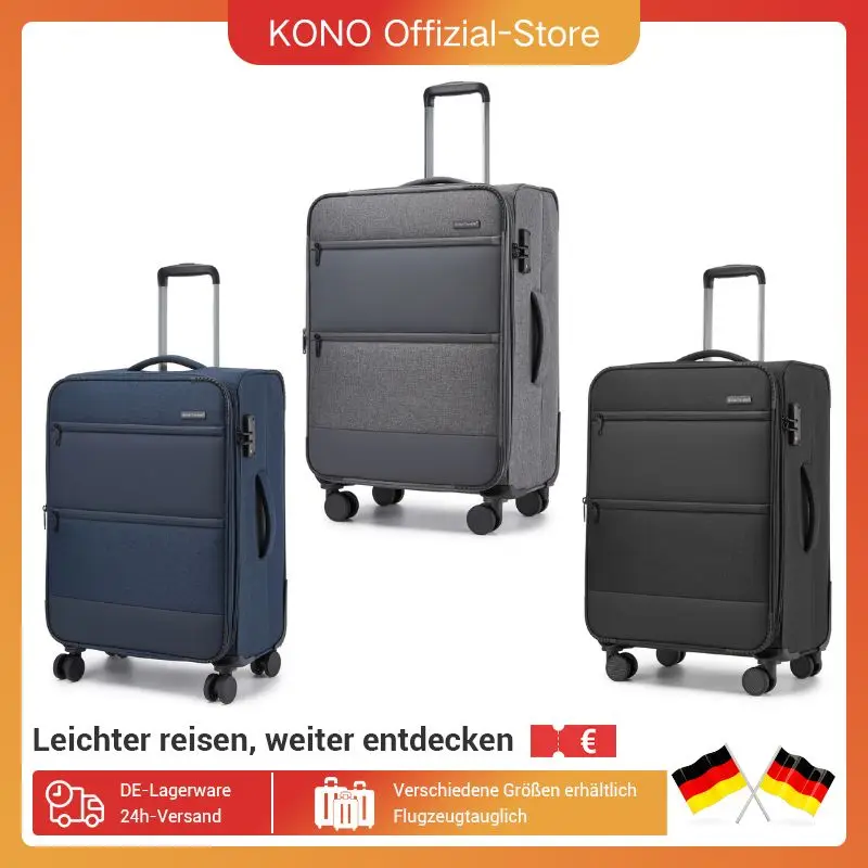 Mallette extensible British Traveller, tissu ultra léger, valise en tissu avec extension de volume, 