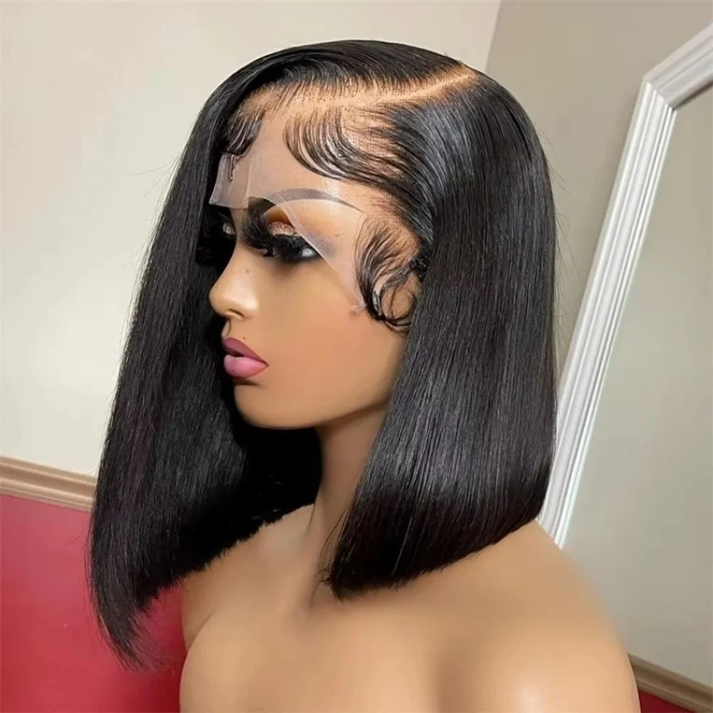 Straight Bob Wig Human Hair 13x4 Lace Front Wigs Bob For Women HD Transparent Lace Pre Plucked with Baby Hair