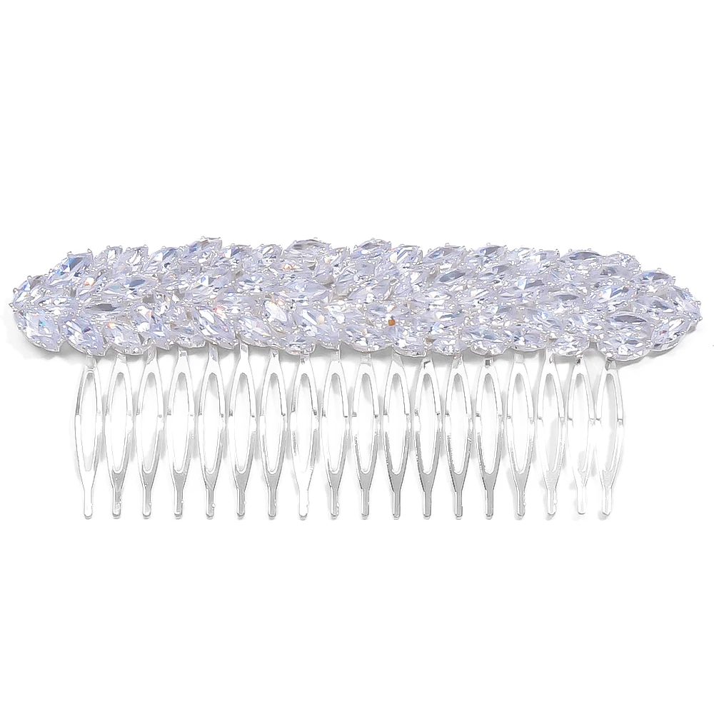 Cubic Zirconia Bridal Geometric Comb Hairpin Clip Hair Accessories Elegant Wedding Zircon Head Chain Tiaras Jewelry for Women