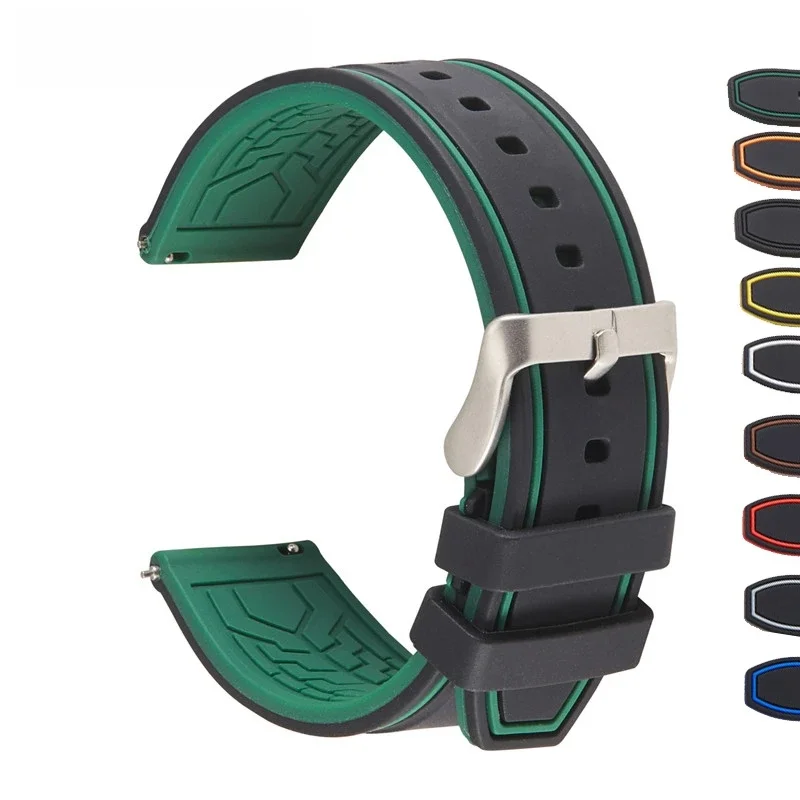 Premium Silikon Uhr Band Quick Release Gummi Armband 20mm 22mm 24mm Armband Uhr Ersatz Armband grün