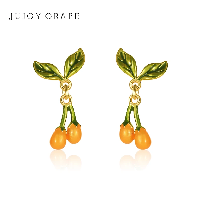 

Juicy Grape New Arrival Fashion Fresh Woman Trinkets Small Kumquat Earrings for Women S925 Sterling Silver Pin 18K Gold Plated