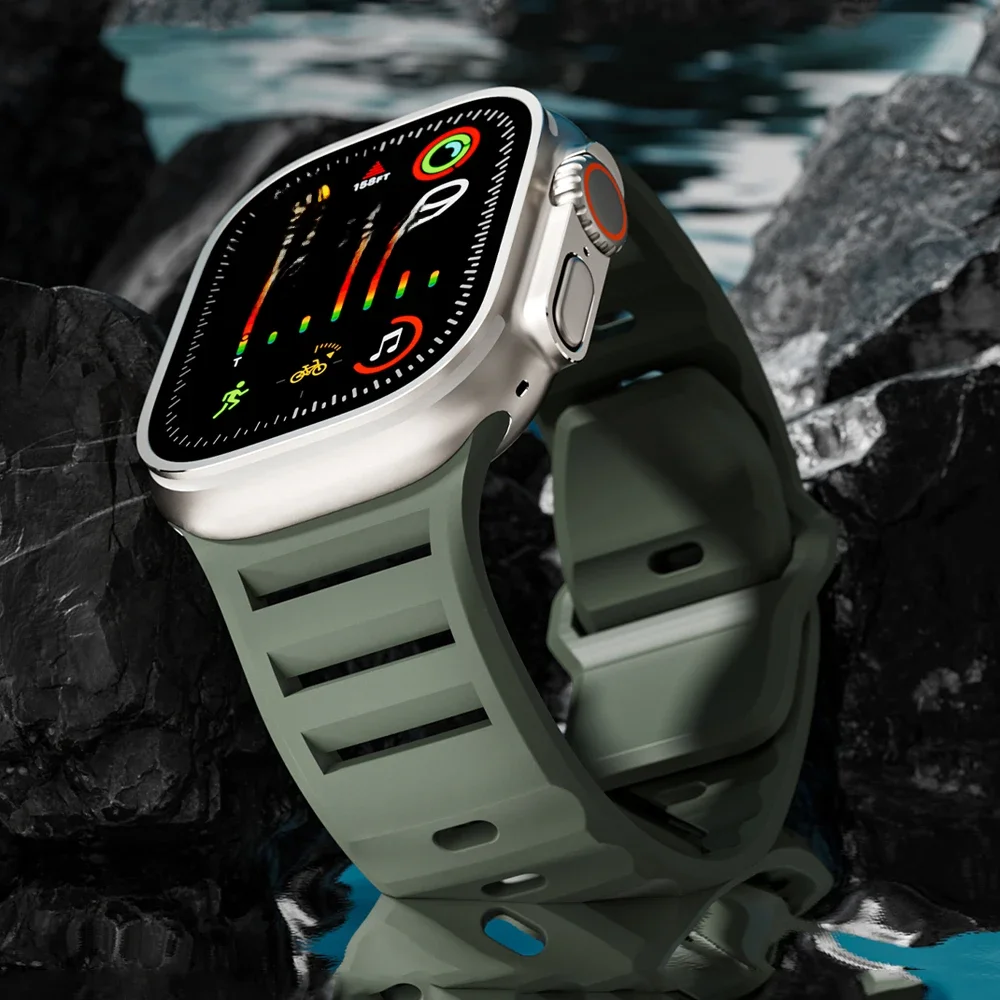 Sportowy pasek silikonowy do zegarka Apple Ultra 49mm 45mm 44mm 42mm pasek do zegarka bransoletka na nadgarstek iwatch Series 9 8 7 6 SE 5 4 — zdjęcie 2