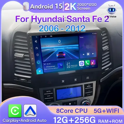 현대 싼타페 2 2006-2012용 카 라디오, 카플레이 안드로이드 오토 DSP 비디오 GPS 와이파이 스테레오 블루투스 자동차 멀티미디어, 2din 2K 아님 현대 싼타페 2 2006-2012용 카 라디오, 카플레이 안드로이드 오토 DSP 비디오 GPS 와이파이 스테레오 블루투스 자동차 멀티미디어, 2din 2K 아님