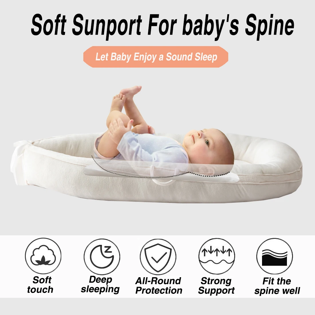 Baby Lounger,Newborn Lounger for Baby, Baby Nest,Snugly Fit Infant Lounger for Baby, Infant 100% Cotton Breathable Sleeping Bed