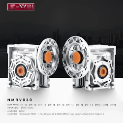 NMRV030 Speed Reducer Gear Ratio 5:1 to 100:1 Input Hole 9mm/11mm Output Hole 14mm Suitable for CNC Stepper Motor Worm Gear