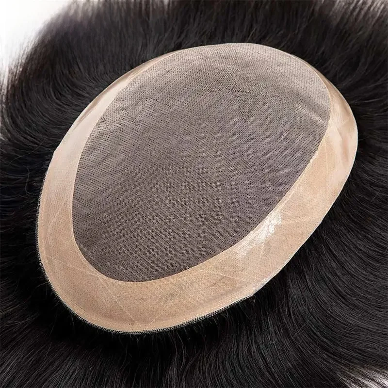 Toupet Mono Haarprothese Man Mannelijke 100% Menselijk Haar Duurzaam Mannelijke Mannen Pruik Toupet Mannen 6 "Haar Vervanging systeem Voor Mannen - afbeelding 2
