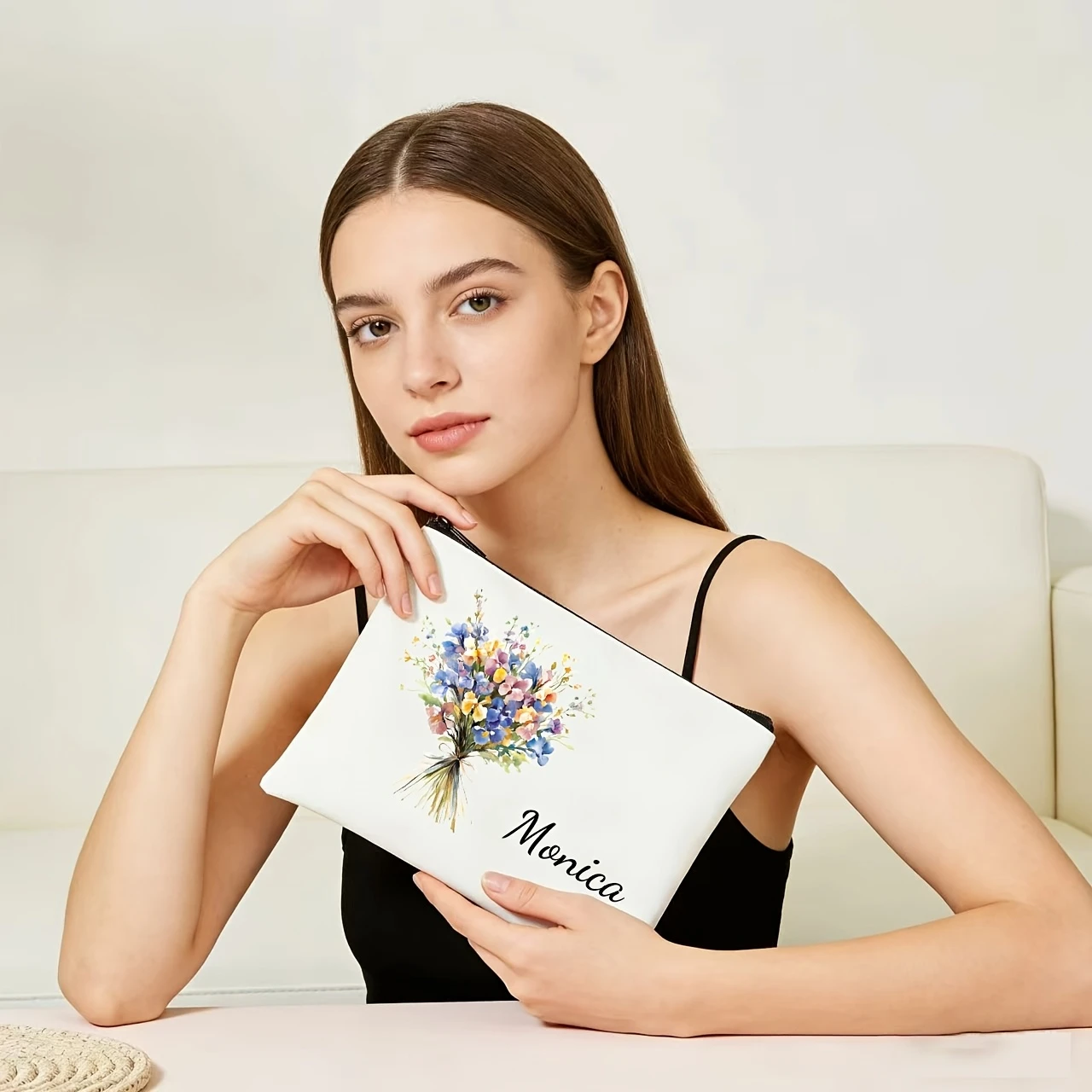 パーソナライズされたワイルドフラワーブーケメイクアップバッグ - Monogram Custom Case のレビューと価格