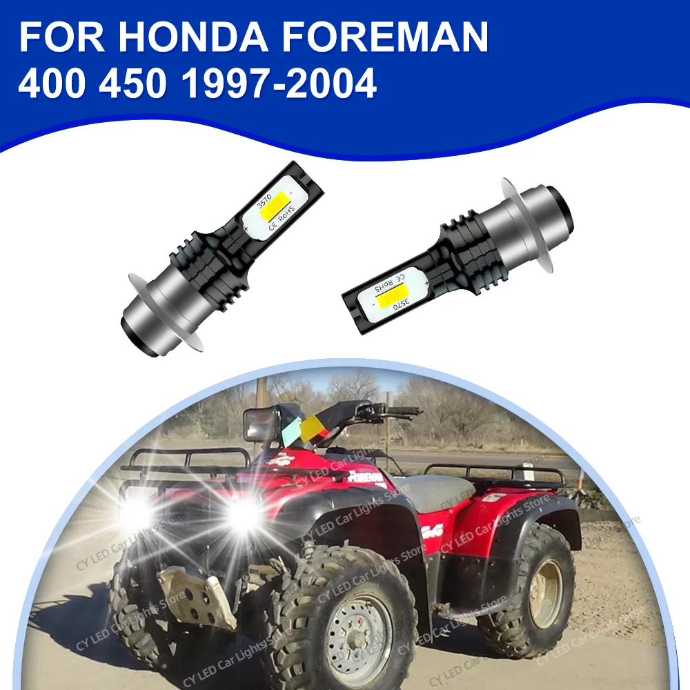 

2Pcs 12V Motorcycle 80W White LED Headlight Bulbs 6000k CANbus For Honda Foreman 400 450 1997 1998 1999 2000 2001 2002 2003 2004