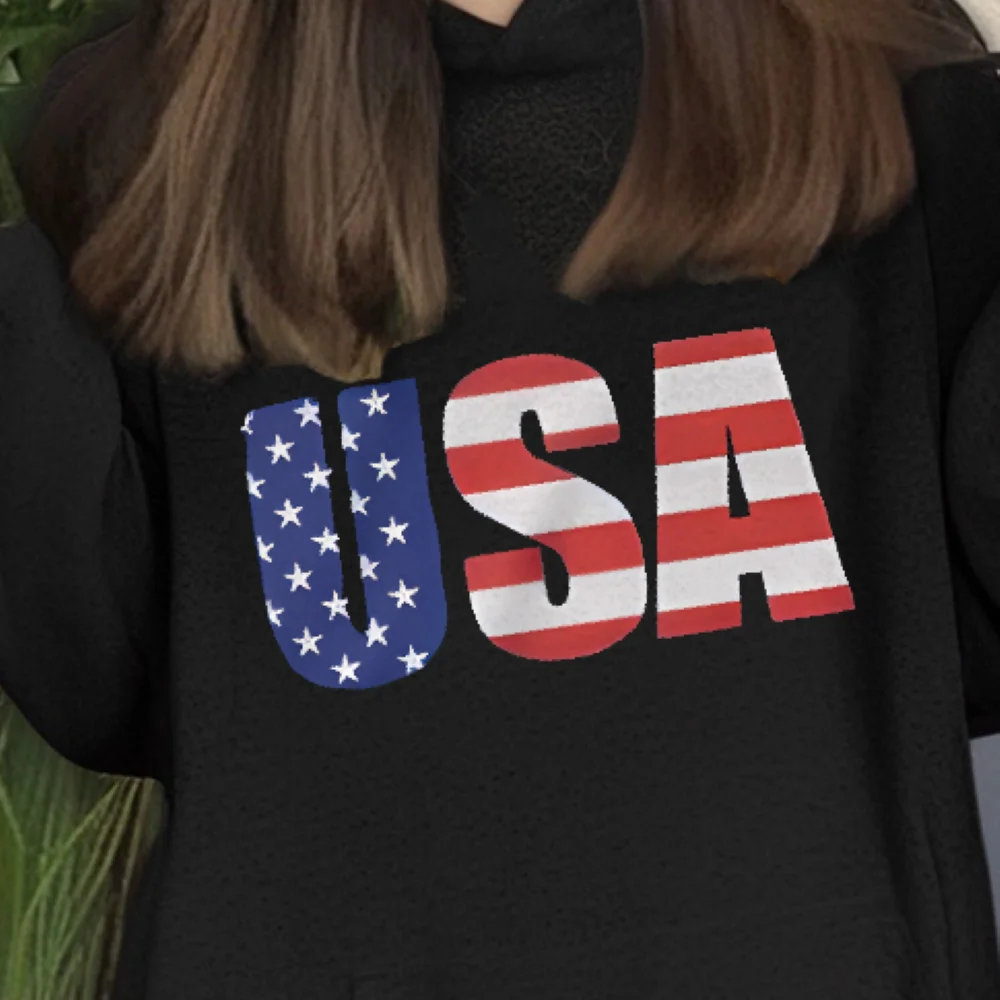 

Толстовка с флагом США, патриотический графический дизайн, осень-зима, повседневные свободные топы с длинными рукавами, уникальные модные расслабляющие тканевые топы в американском стиле