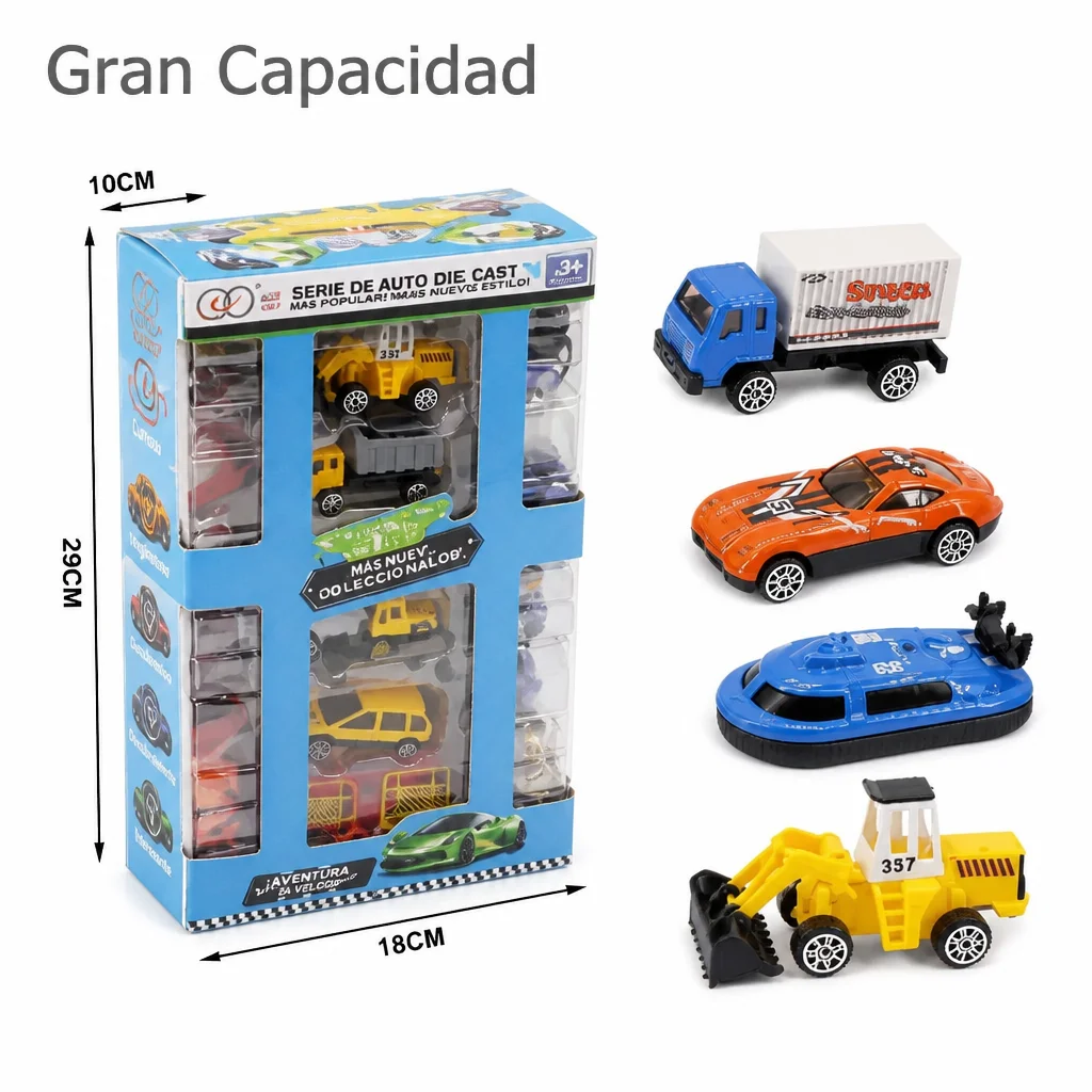 Set van 23 gegoten raceauto's - Mini-wrijvingsaangedreven sportvoertuigen, grote capaciteit cadeauset voor kinderen en verzamelaars