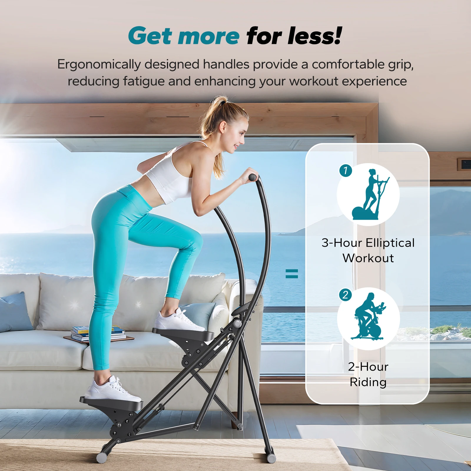 MERACH درج متدرج لصالة الألعاب الرياضية المنزلية نسخة جديدة لتمرين كامل الجسم مدمج قابل للطي متسلق الدرج مع نطاق خطوات ممتد #3