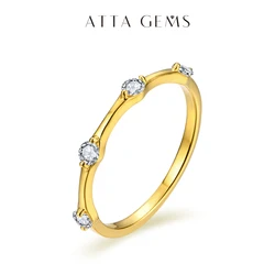ATTAGEMS-Anillo de moissanita de corte redondo para mujer, Plata de Ley 925, 2,5mm, banda de boda de Diamante D/VVS1, joyería fina de compromiso de lujo