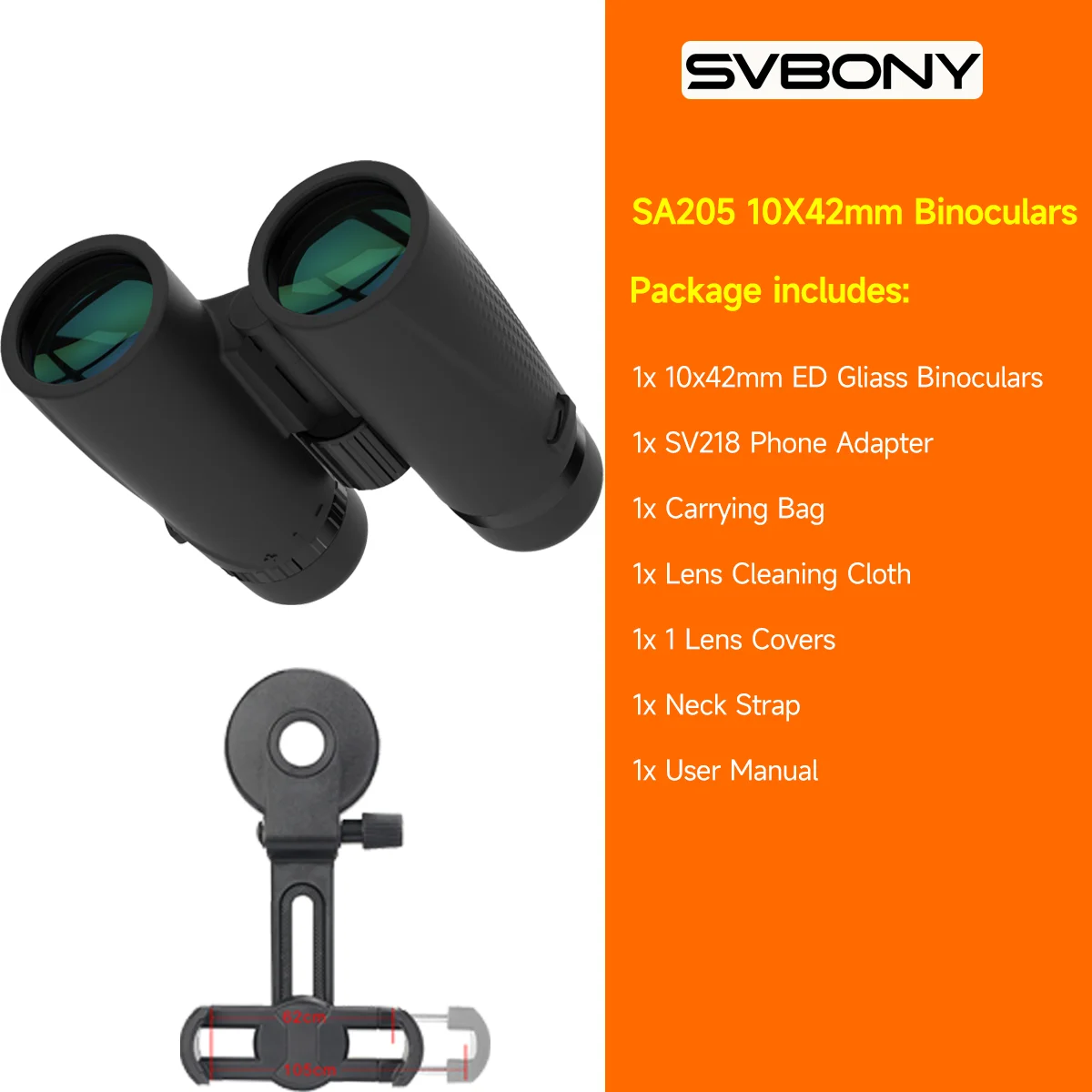 SVBONY SA205 8x42 ED vlakveldverrekijker IP67 waterdicht en Bk-4 prisma