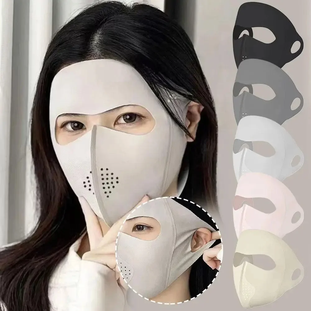 Masque de protection solaire complet – Masque d'équitation en soie glacée rafraîchissante pour hommes et femmes, voile pour la plage, la course et les activités de plein air d'été