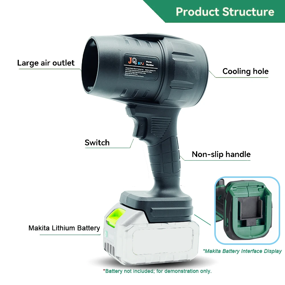 Powerful  Air Blower Turbo Fan with Thrust 550g to Cleaning Fallen Leaves, Snow and Sand Requires 18V Makita Battery view 3