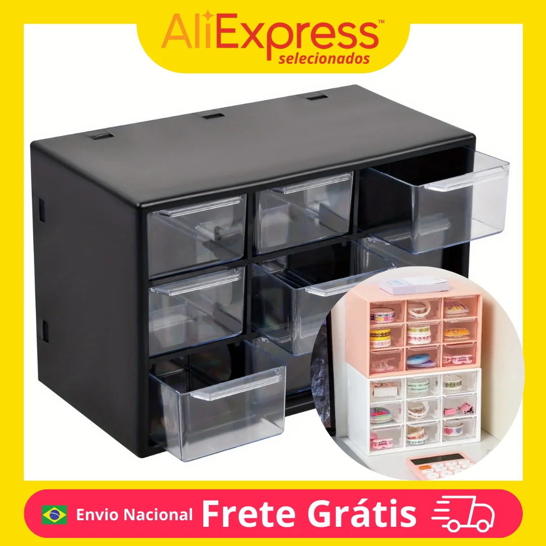 Organizador multiusos de 9 cajones, cajón de plástico resistente, herramientas de maquillaje para oficina, cocina, puerta de joyería
