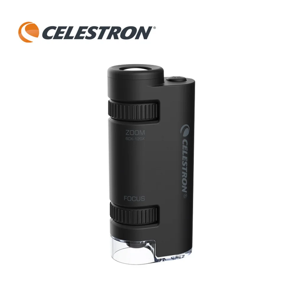 Celestron 60X-120X Portable Hand Monocular Microscope Stepless Zoom Microscope Light Source Focus on Easy for Beginner/Child view 2