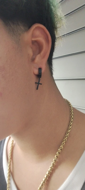 2pcs Punk Mens Strong Magnet Magnetic Ear Stud Set, Non Piercing Earrings Fake Cross Earrings Gift For Boyfriend Lover Jewelry photo review