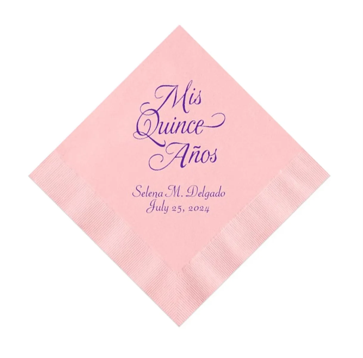 

Mis Quince Anos Birthday Napkins Personalized Set of 100 Custom Printed 15 Fifteen Fifteenth Party Supplies Spanish