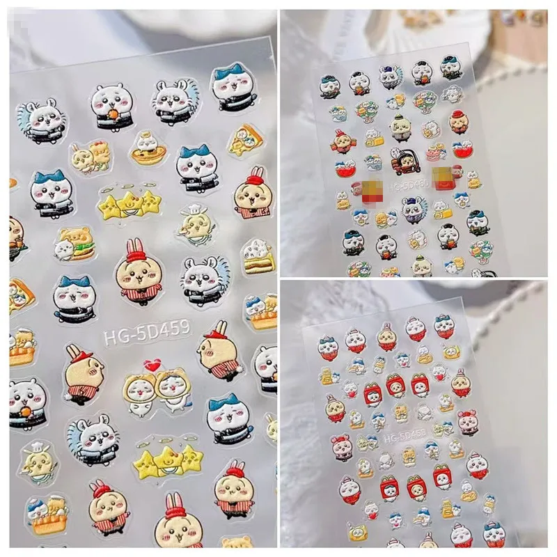 New Style Chiikawa Nail Stickers Cute Cartoon Embossed Good-looking 3D Waterproof Stickers Pen Water Cup Stickers Decoration