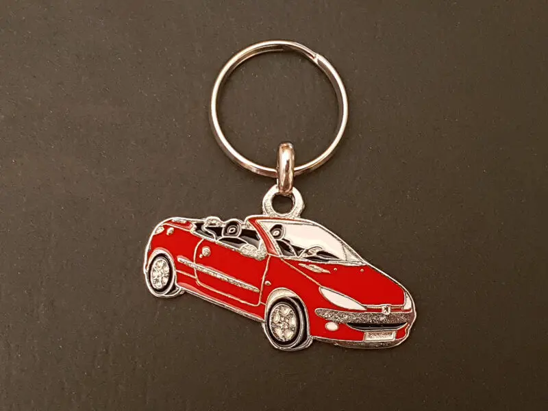 Keychain Peugeot 206cc, 206 cc coupé convertible 16s gti (red) profile key ring