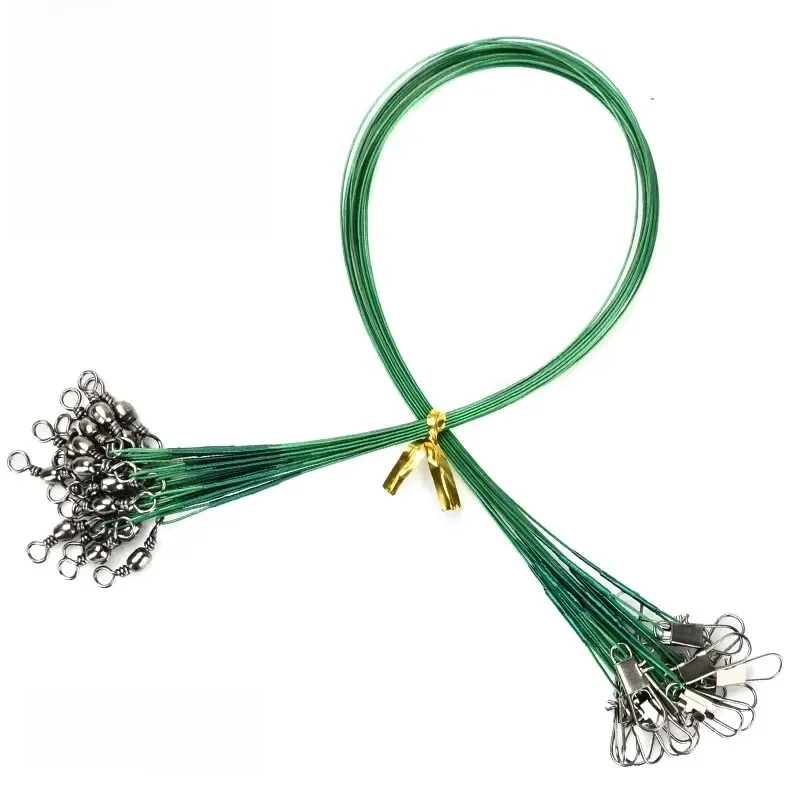 MEREDITH-Ligne de pêche en acier anti-morsure, fil de 15 à 25cm, accessoire à percussion, noyau de plomb