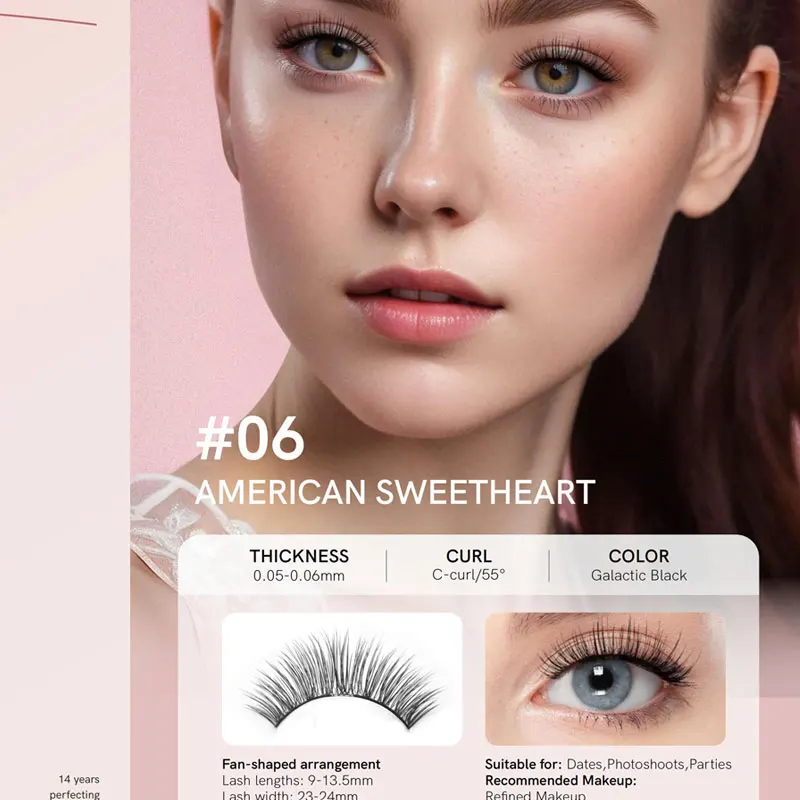 

Накладные ресницы Mlen Diary Ethereal Mini Brown Magnetic: натуральный эффект, без клея, стиль А, толщина 0.03-0.05 мм, изгиб.