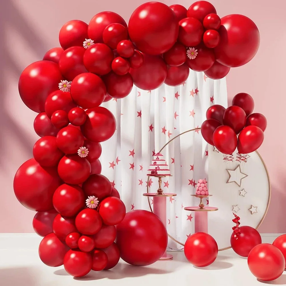 Kit de guirlande en arc de ballons rouge et noir, décoration de fête pour remise de diplôme, barbecue, Casino, réception-cadeau pour bébé, confettis rouge et noir, décor d'anniversaire