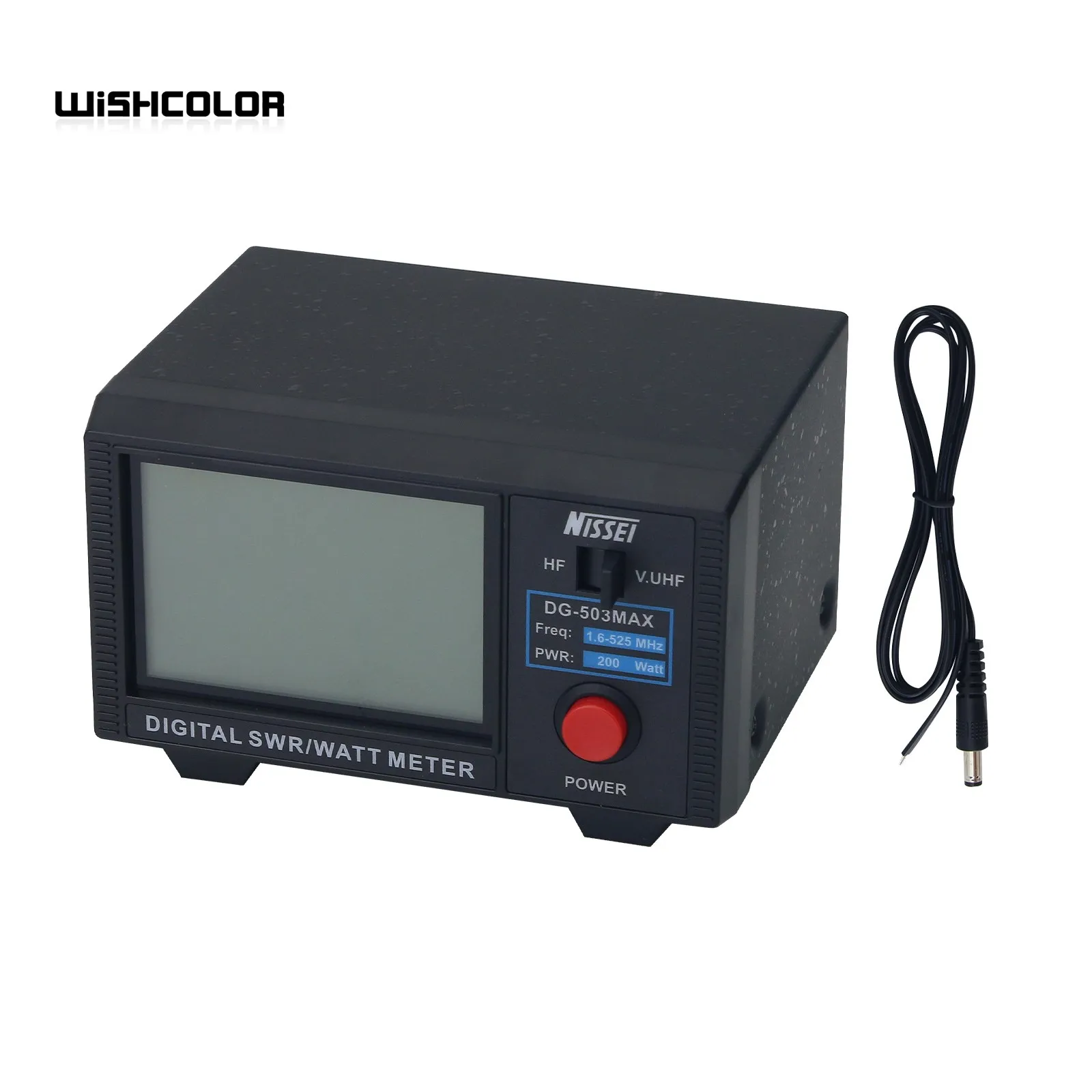Wishcolor NISSEI DG-503MAX Digital SWR Meter CW/FM/SSB/AM/DMR SWR Watt Meter HF/VHF/UHF 1.6-525MHz 200W with 3.5-inch LCD