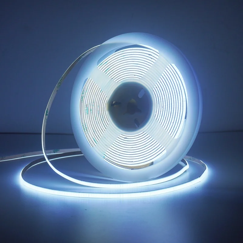 15000K Sky Blue LED COB Strip Lights Extreme Cool White Flexible 4mm Tape for Home Decoration Dimmable Low Voltage 12V Cuttable