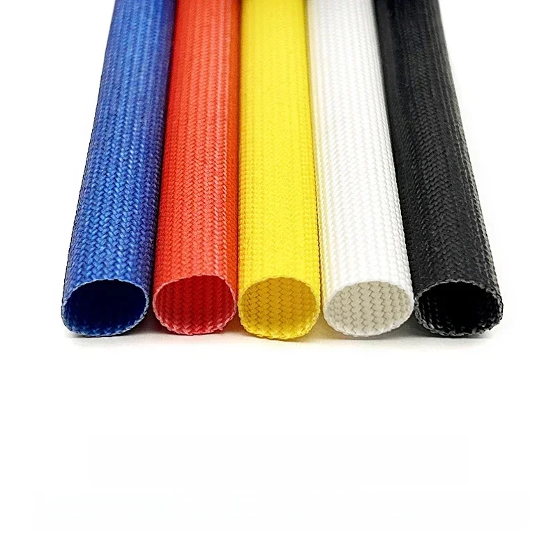 200 degrés C ID 1 ~ 20mm fibre de verre résistante aux flammes fibre de verre résine de silicone insuler fil câble manchon tuyau tube 1/3/5M