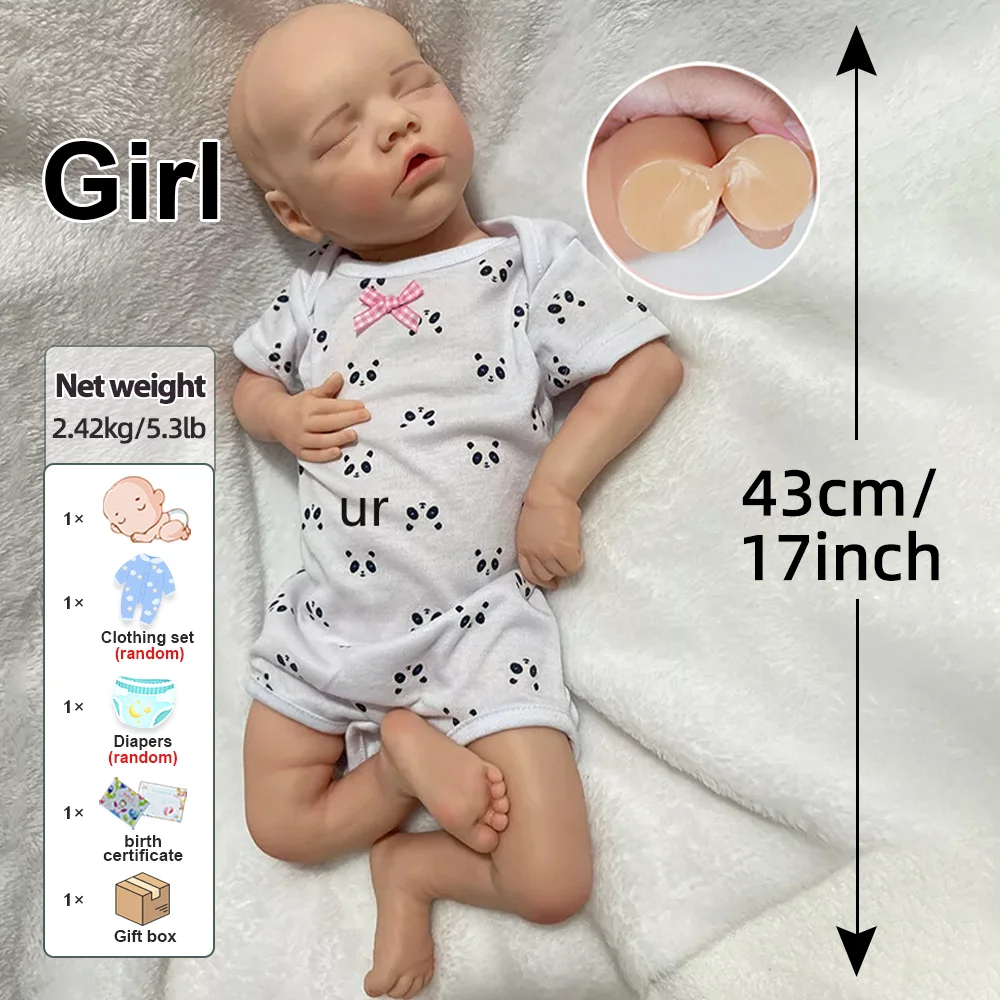17 Polegada bonecas reborn de silicone colecionáveis realistas pintados à mão renascimento bebês menina para crianças de 3 anos ou mais presente de natal de páscoa