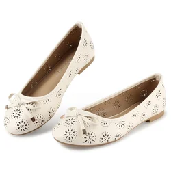 MUSSHOE Flats Shoes Women Comfortable Bowknot Lace Breathable Ballet Flats for Women