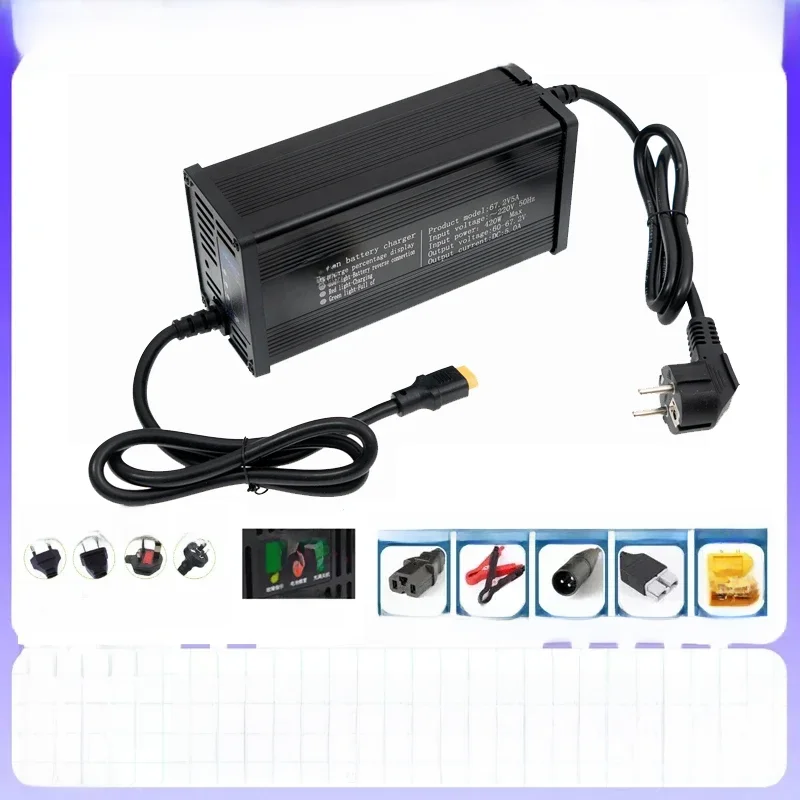 Chargeur Lithium-ion 48V 60V 72V 5A 8A 10A 12A 15A 20A, 13S 16S 20S 54.6V 67.2V 84V, haute puissance, Intelligent et affichage, coque métallique