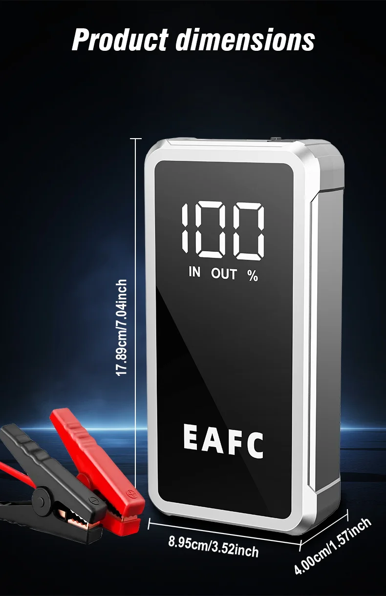 Eafc 4000A 12V Auto-Starthilfe mit LCD-Bildschirm, Hochleistungs-Powerbank, Tragbares Booster-Ladegerät, Leistungsstarkes Batterie-Startgerät – Detail 10