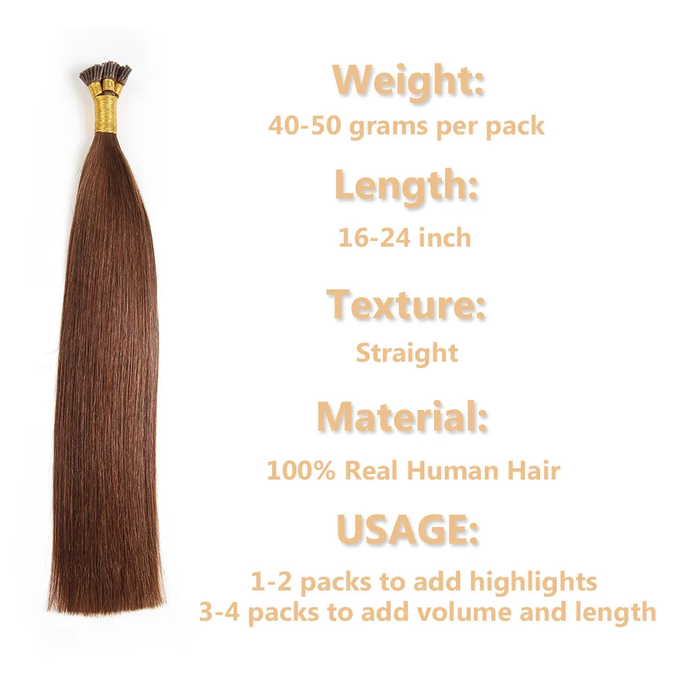 I Tip Human Hair Extensions Medium Brown I Tips Hair Extensions Human Hair Soft Straight Cold Fusion Itip Human Hair Extensions