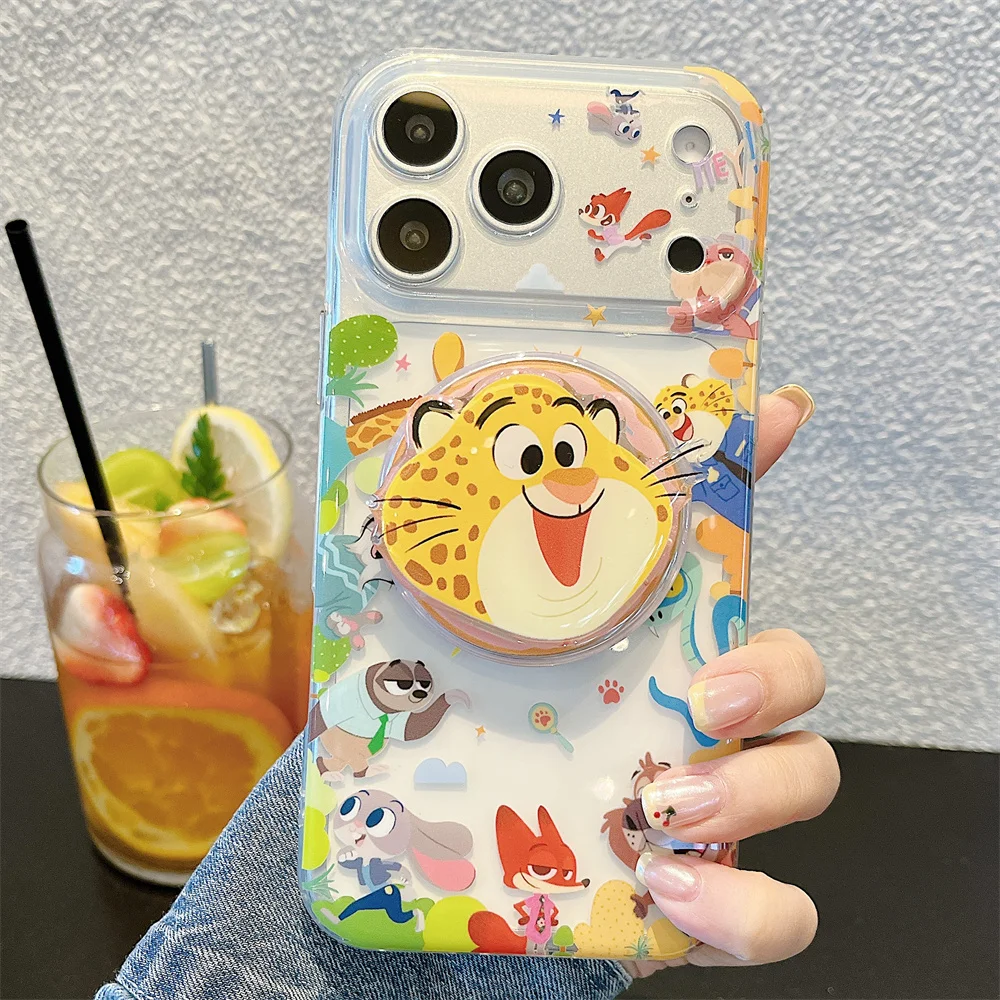

Kawaii Bunny Fox Magnetic Phone Case for iPhone 17 Pro 15 14 13 16 Pro Max Fundas With Magsafe Leopard Stand Cute Holder Cover