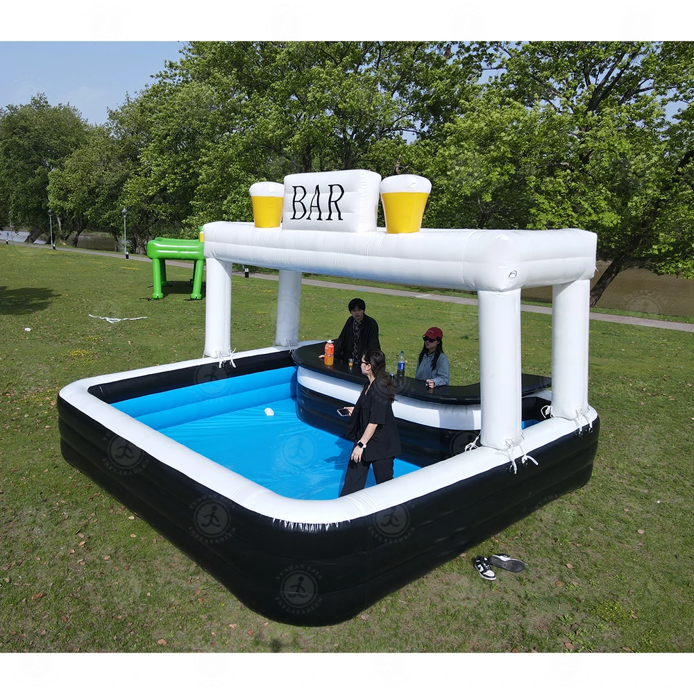 Family Party Backyard Inflatable Pool Bar Water Floating Bar Tent House Combo Swimming Pool Blow up Water Pool Bars For Outdoor