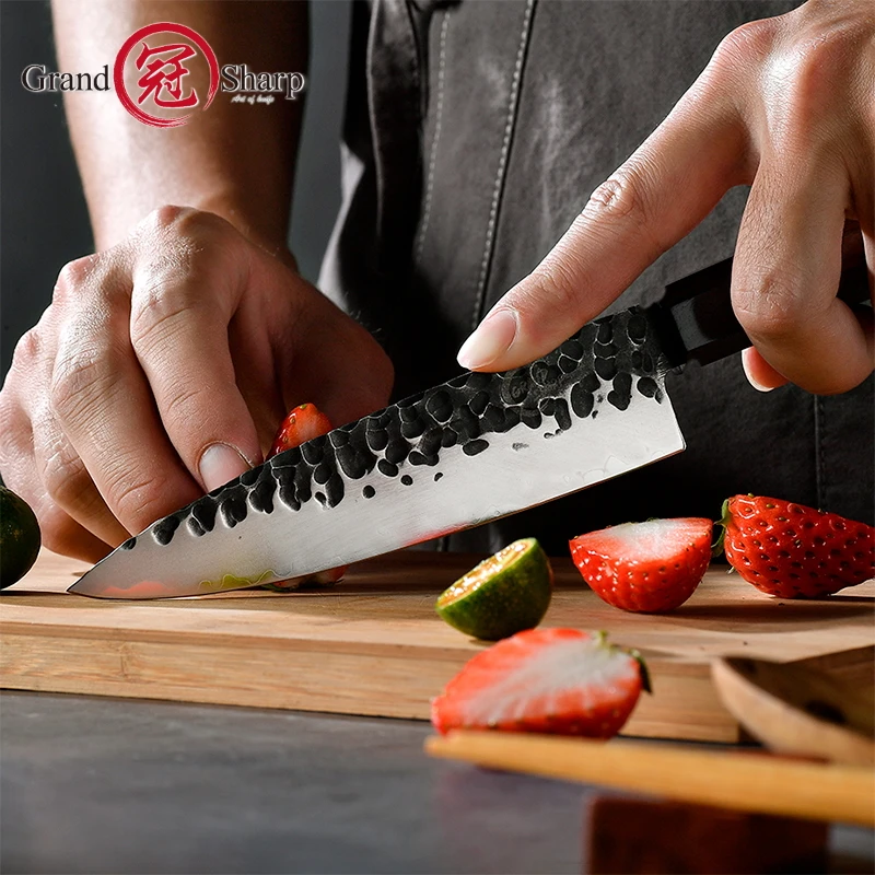 Handmade Chef Knife 5.6 inch High Carbon 4cr13 Steel Petty Utility Japanese Kitchen Knives Hammer Forged Home Tools Christmas