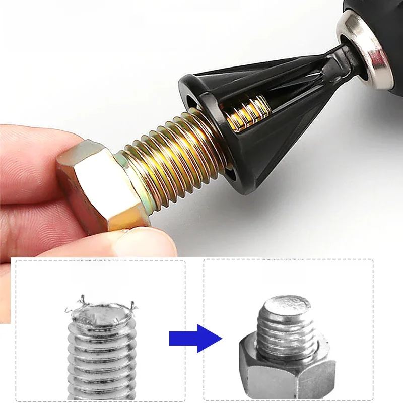 Outil d'ébavurage à chanfrein externe, foret de coupe triangulaire hexagonal en métal pour vis en cuivre en acier inoxydable, retrait rapide des bavures