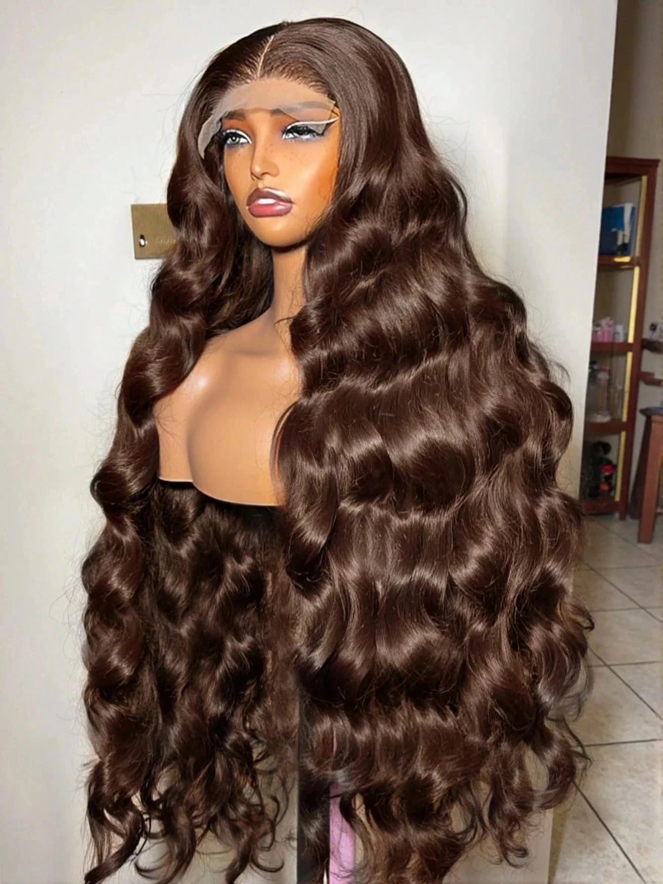 

4 # Шоколадно-коричневые парики из натуральных волос с волнистой текстурой и кружевной передней частью, 100% натуральные волосы, парики с кружевной передней частью 13x4 HD, плотность 250, для женщин.