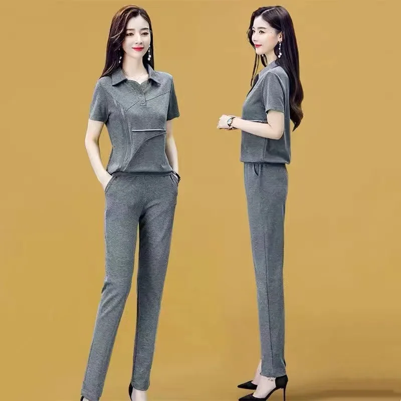 

Fashion Casual Women's Sports Suit Women's Summer Suits Slim Pants Two Piece Set Women Clothes