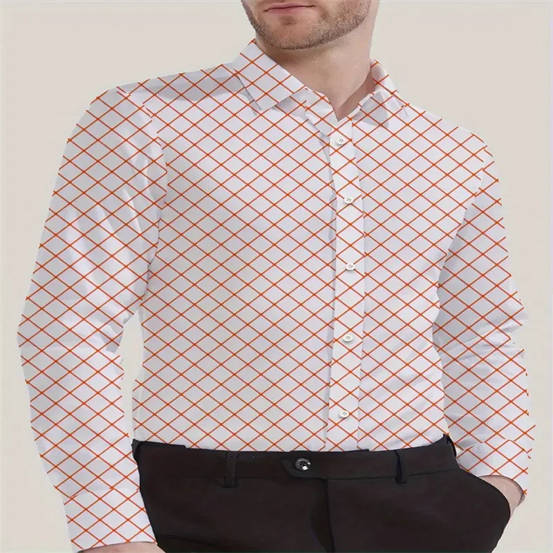 New Men's Shirt Long Sleeve Plaid Lapel Spring and Autumn Party Work Clothes Clothing Print XS-6XL Large Size - Image 3